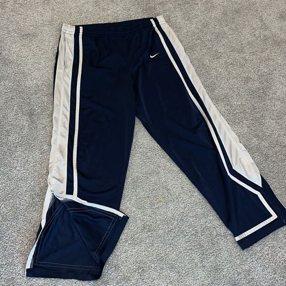 NIKE Blue white swoosh leg running Work out gym warm up basketball pants M (L) - Picture 1 of 5